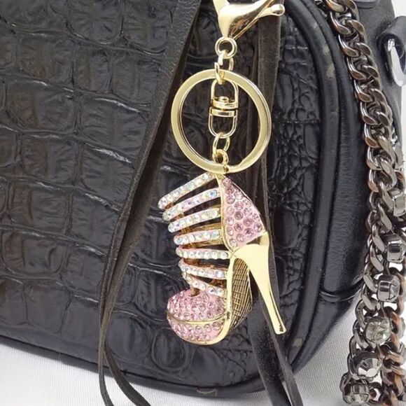 Rhinestone Stiletto Bag Charm Key Ring - Picture 4 of 4